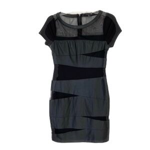 FOREVER21 Black Faux Leather and Mesh Sexy Mini Y2K Sheer 90s Size Small